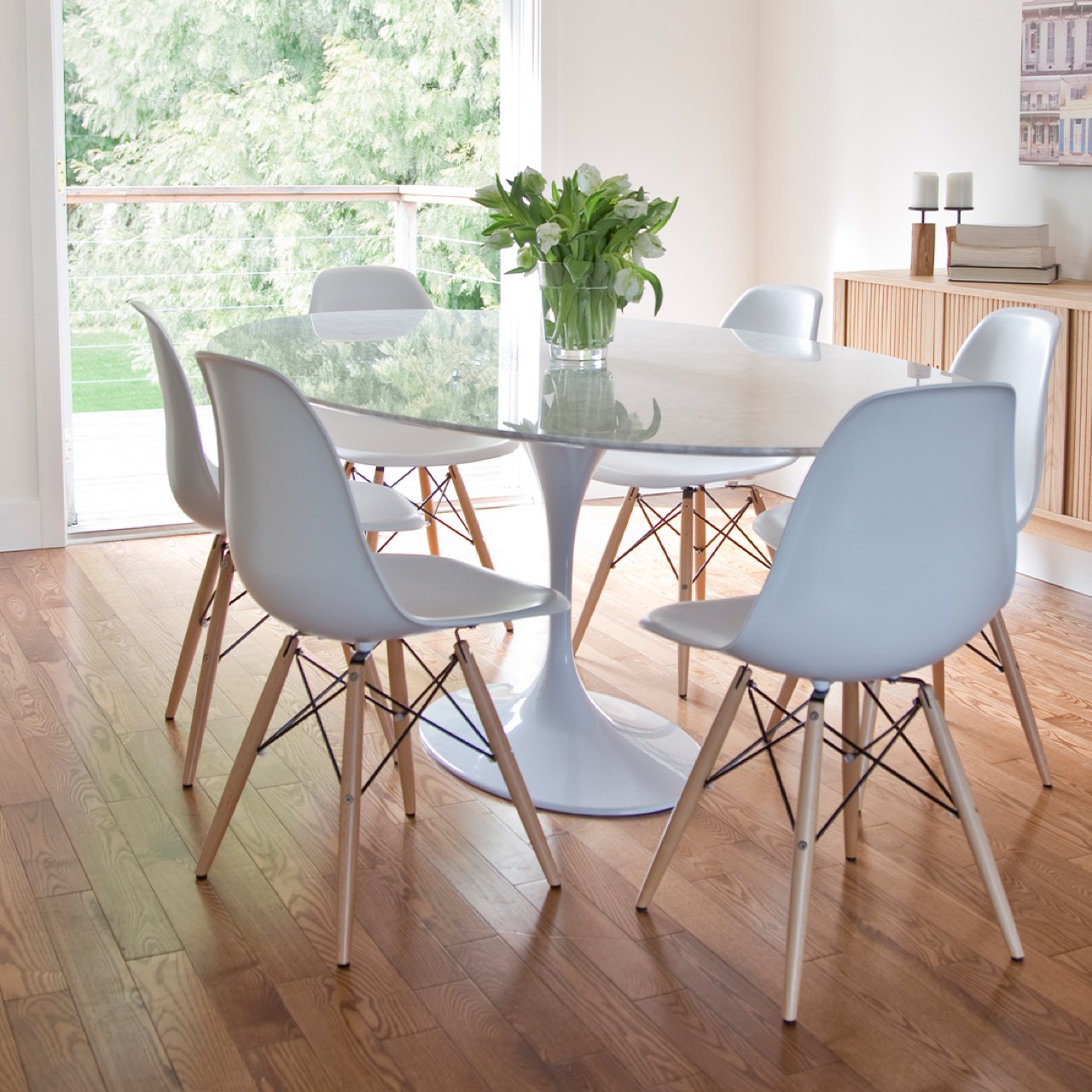 Open Box: Cairo Chair - White Seat Wood Base