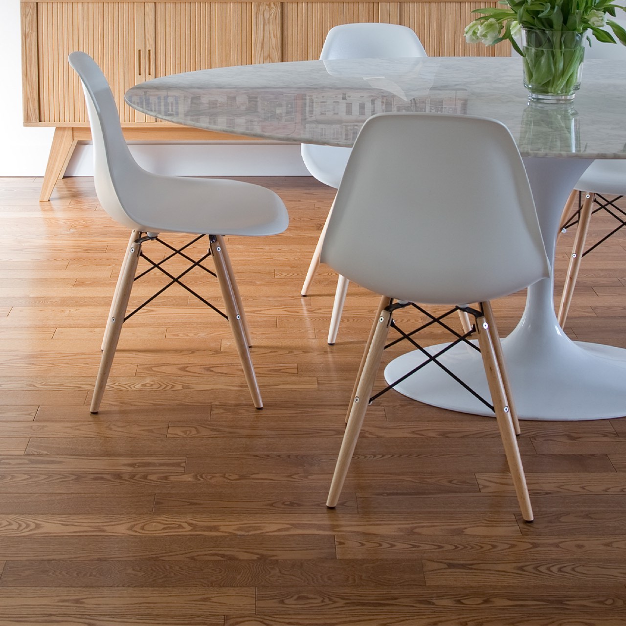 Open Box: Cairo Chair - White Seat Wood Base