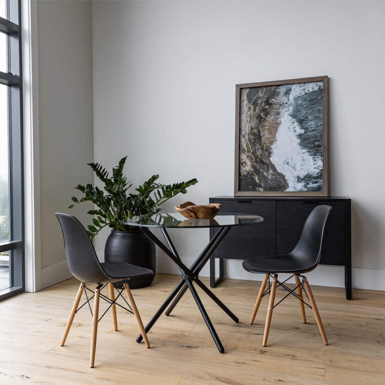 Open Box: Cairo Chair - Black Seat Wood Base