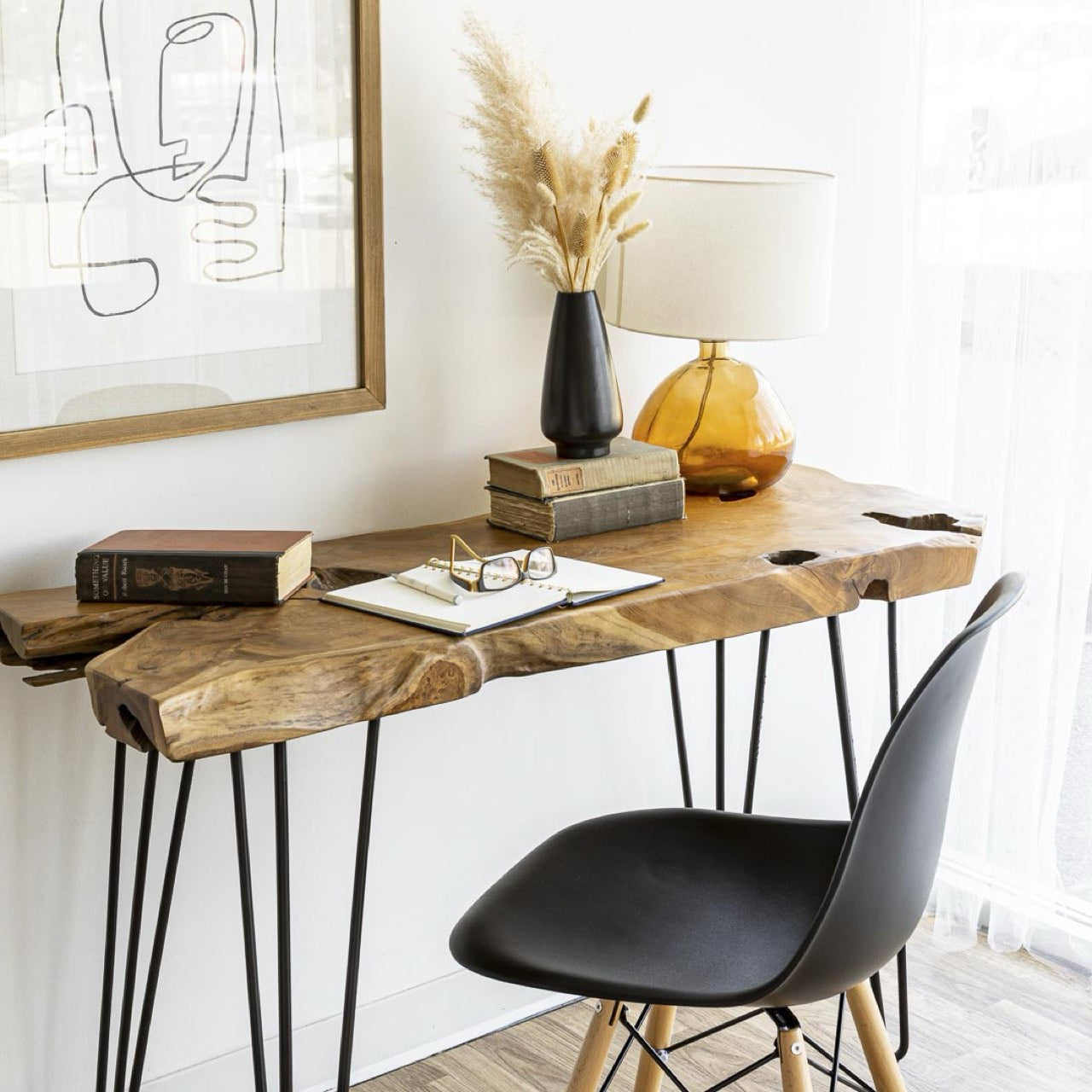 Open Box: Cairo Chair - Black Seat Wood Base