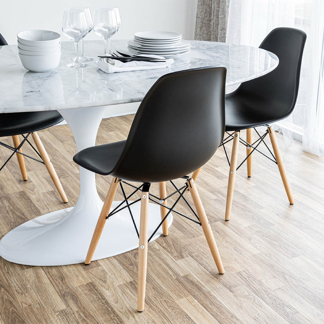 Open Box: Cairo Chair - Black Seat Wood Base