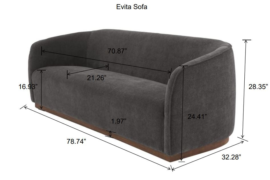 Open Box: Evita Sofa - Charcoal