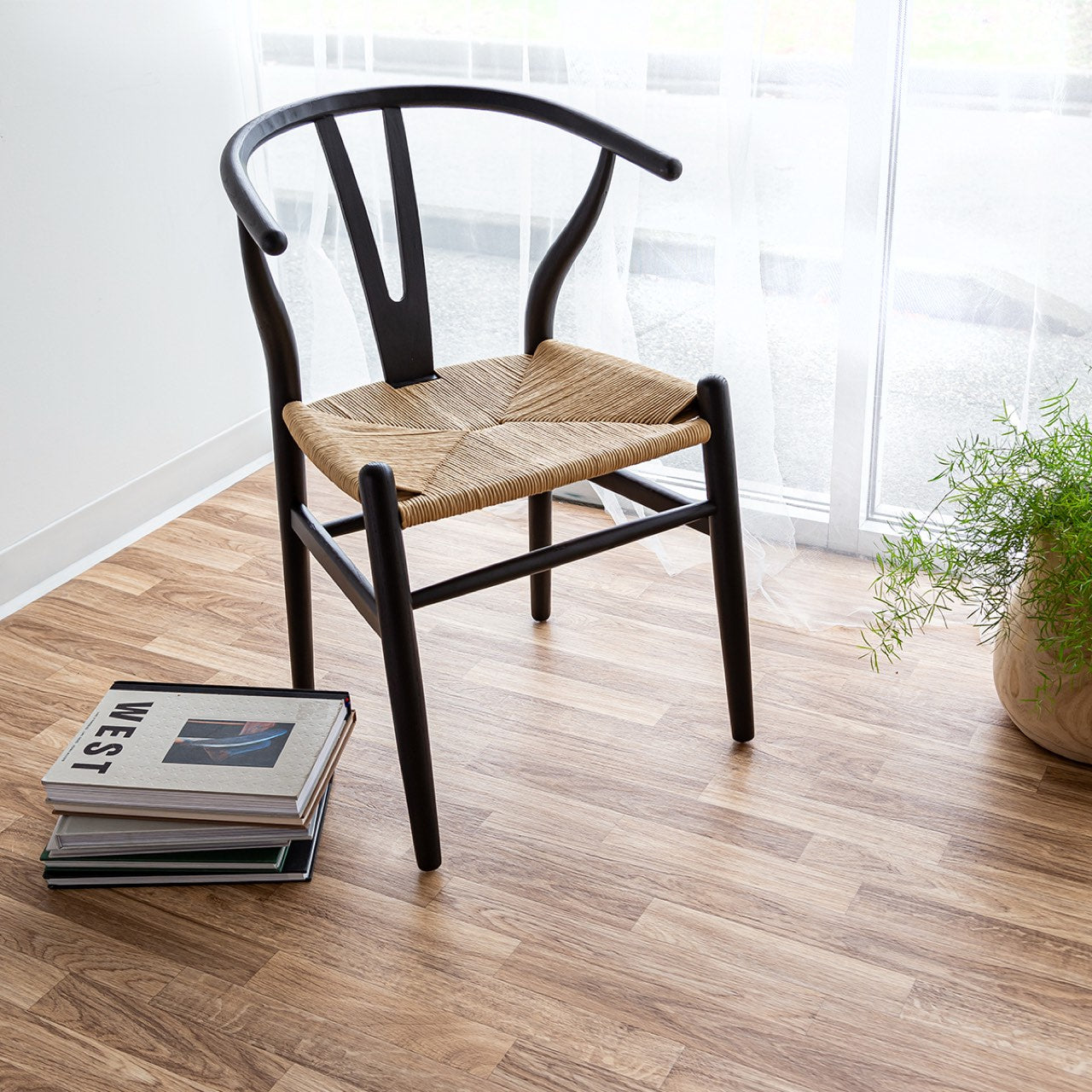 Open Box: Frida Dining Chair - Black with Natural Seat