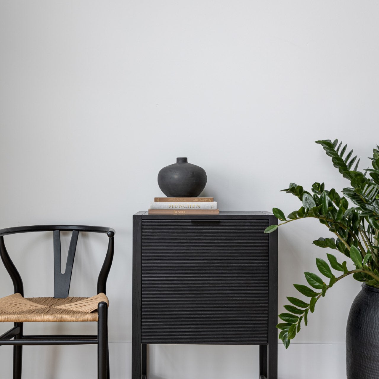 Open Box: Frida Dining Chair - Black with Natural Seat