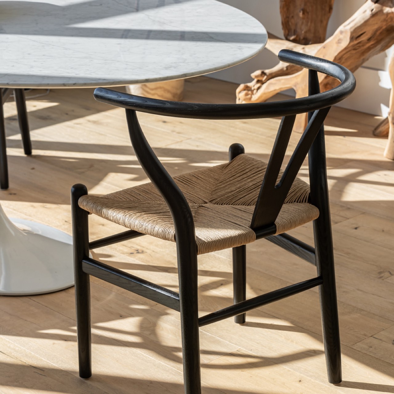 Open Box: Frida Dining Chair - Black with Natural Seat