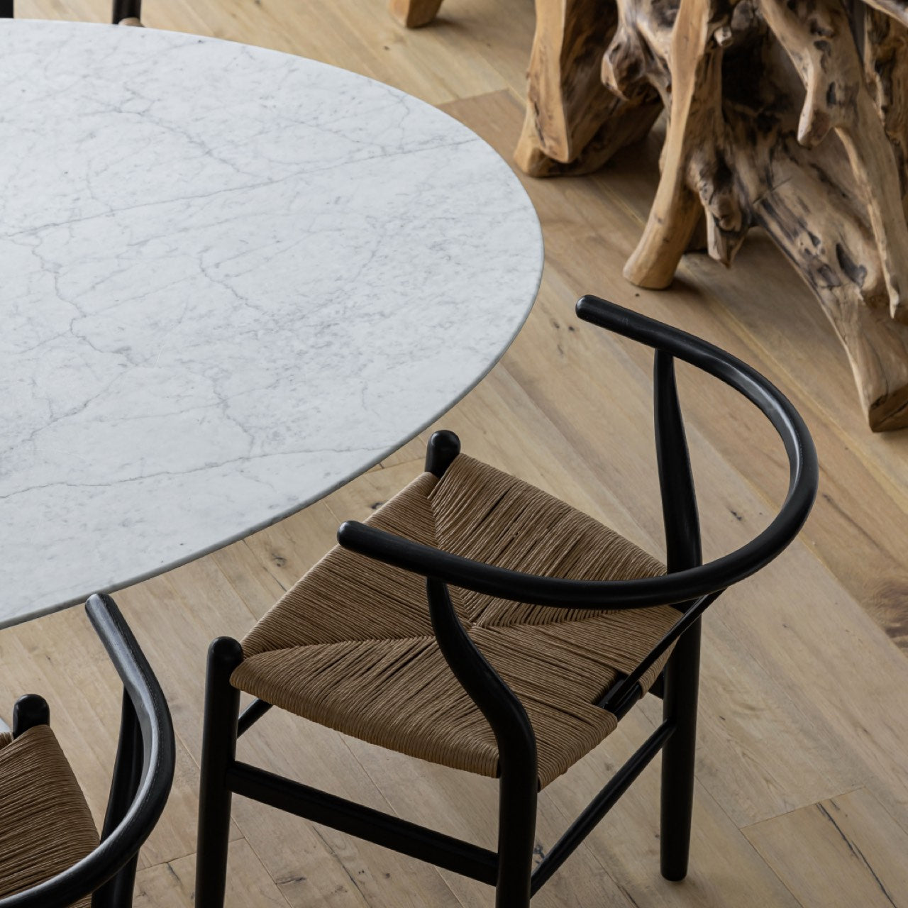Open Box: Frida Dining Chair - Black with Natural Seat