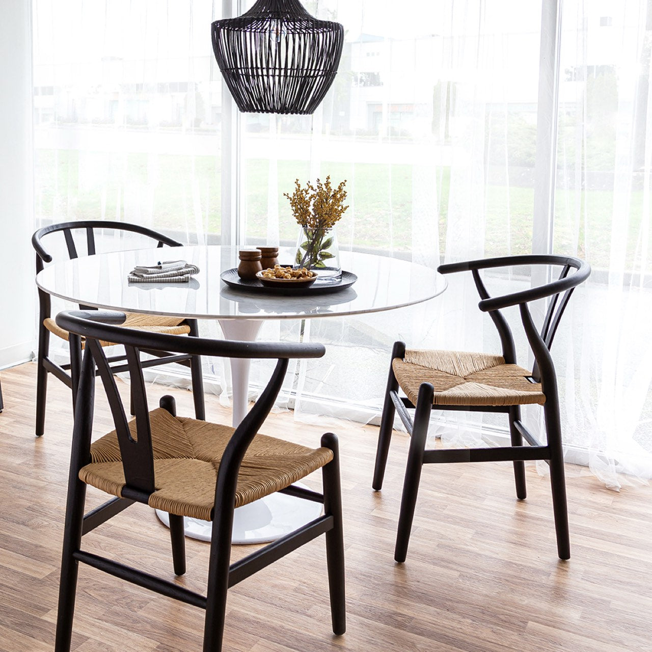 Open Box: Frida Dining Chair - Black with Natural Seat