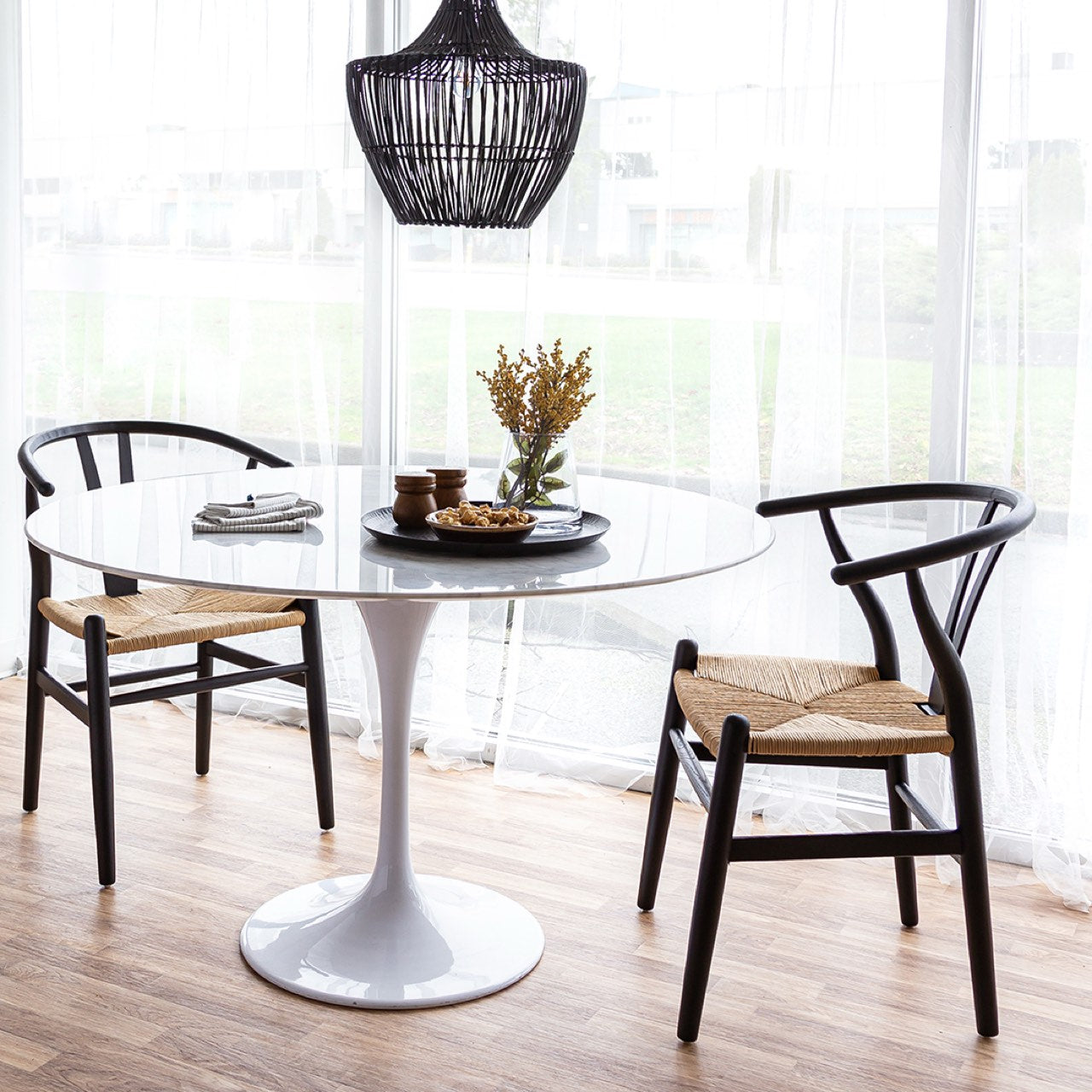 Open Box: Frida Dining Chair - Black with Natural Seat