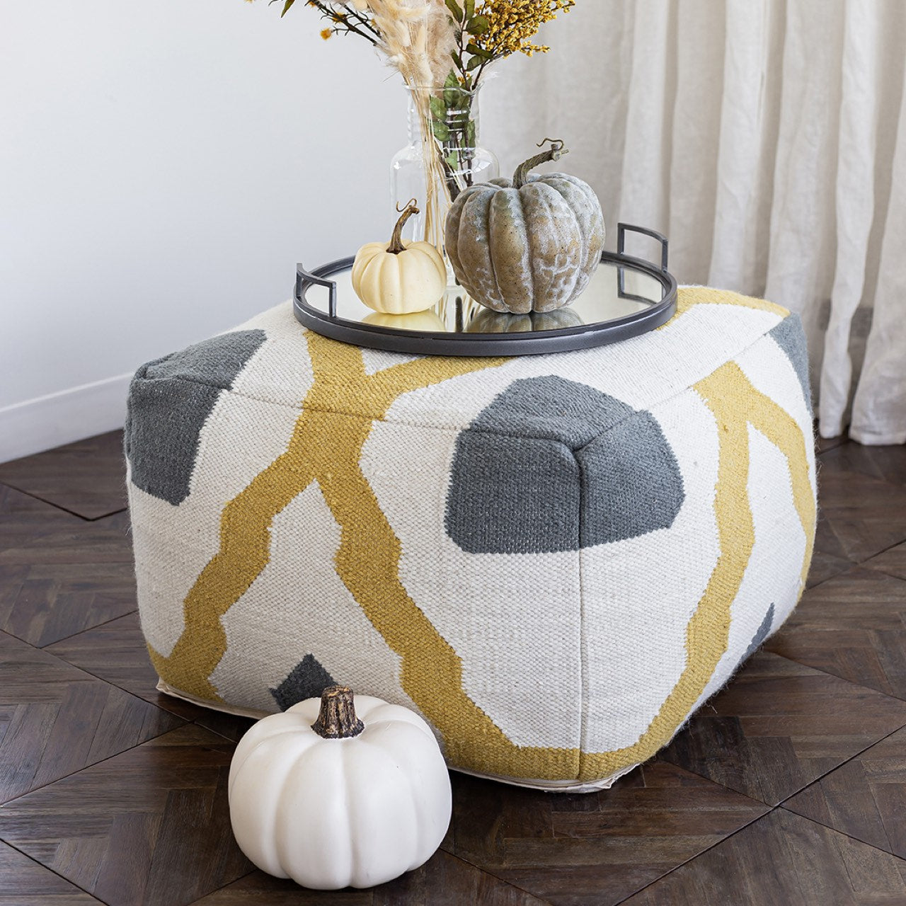 Open Box: Barcelona Pouf - Mustard Multi