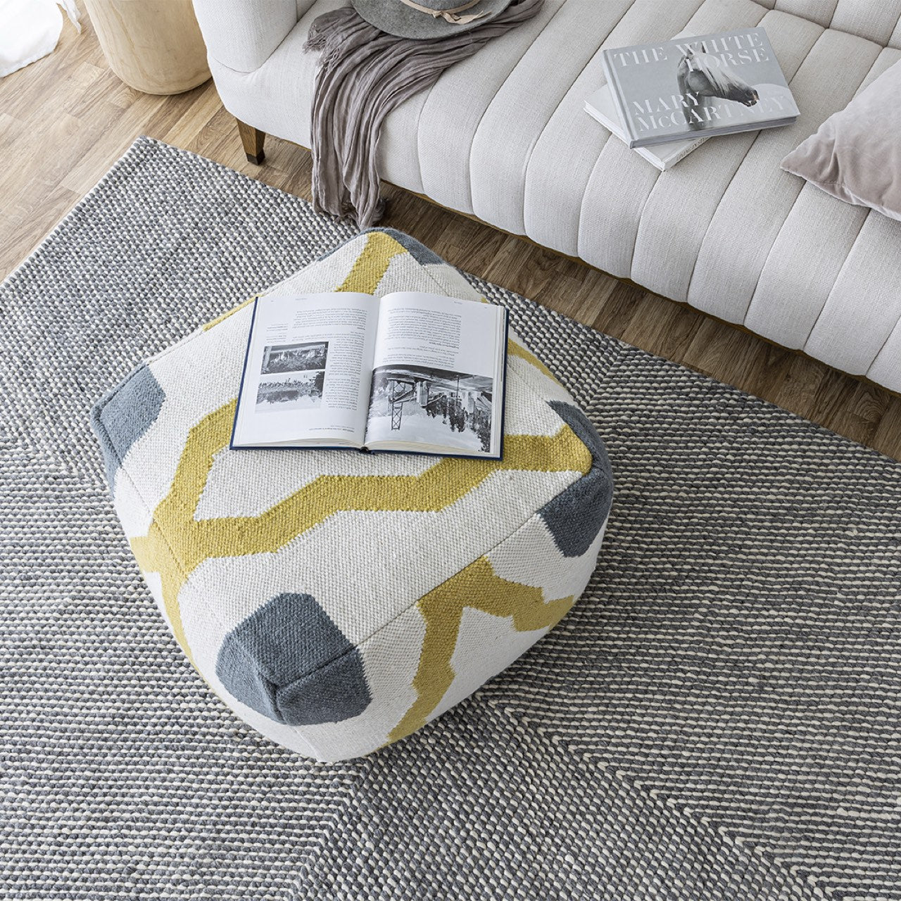 Open Box: Barcelona Pouf - Mustard Multi