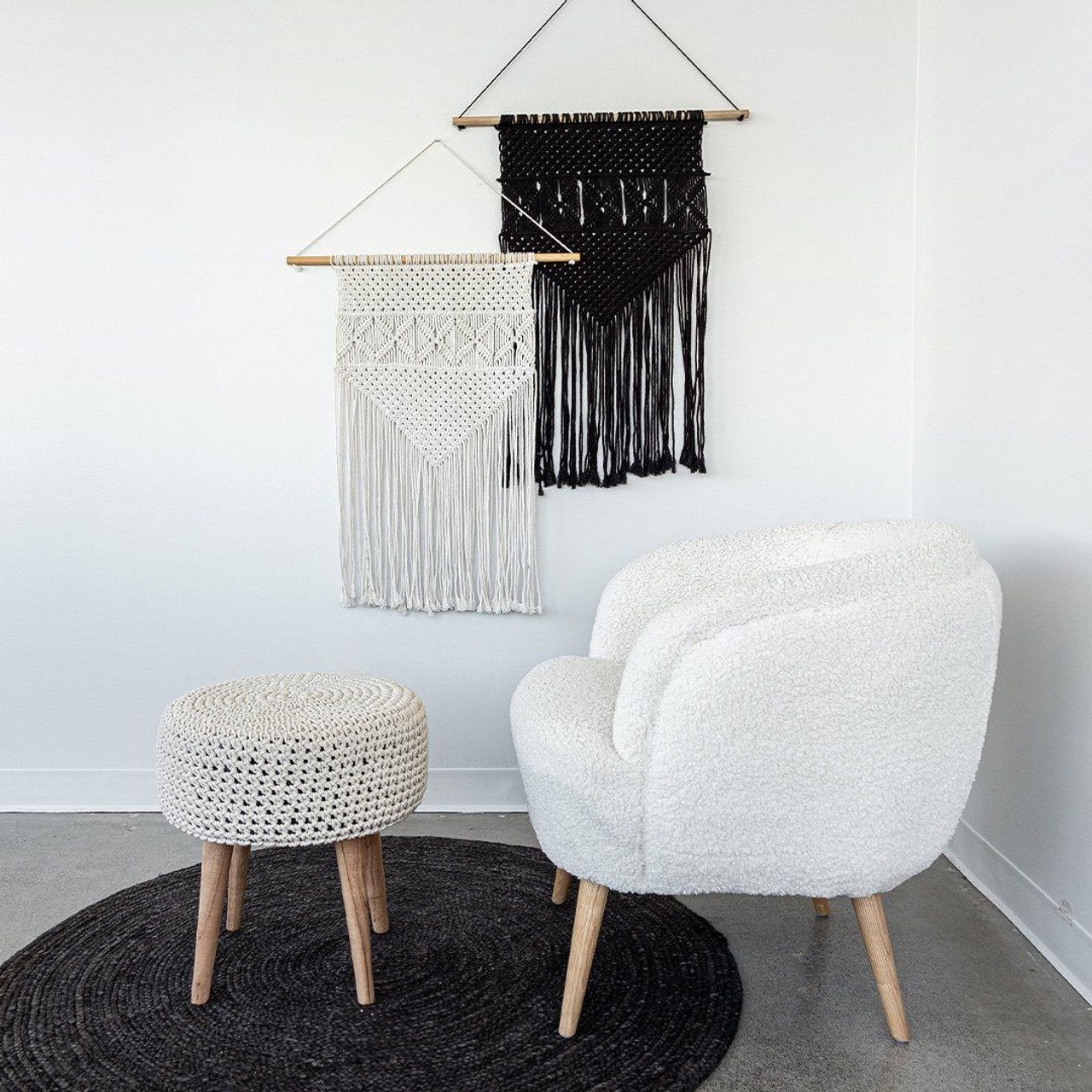 Open Box: Bohemian Rio Macrame Wall Hanging - Black