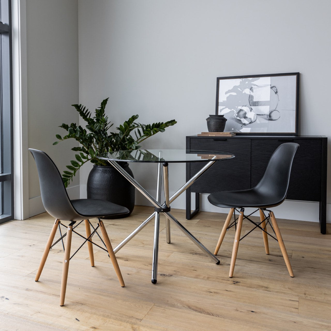Open Box: Cairo Chair - Black Seat Wood Base