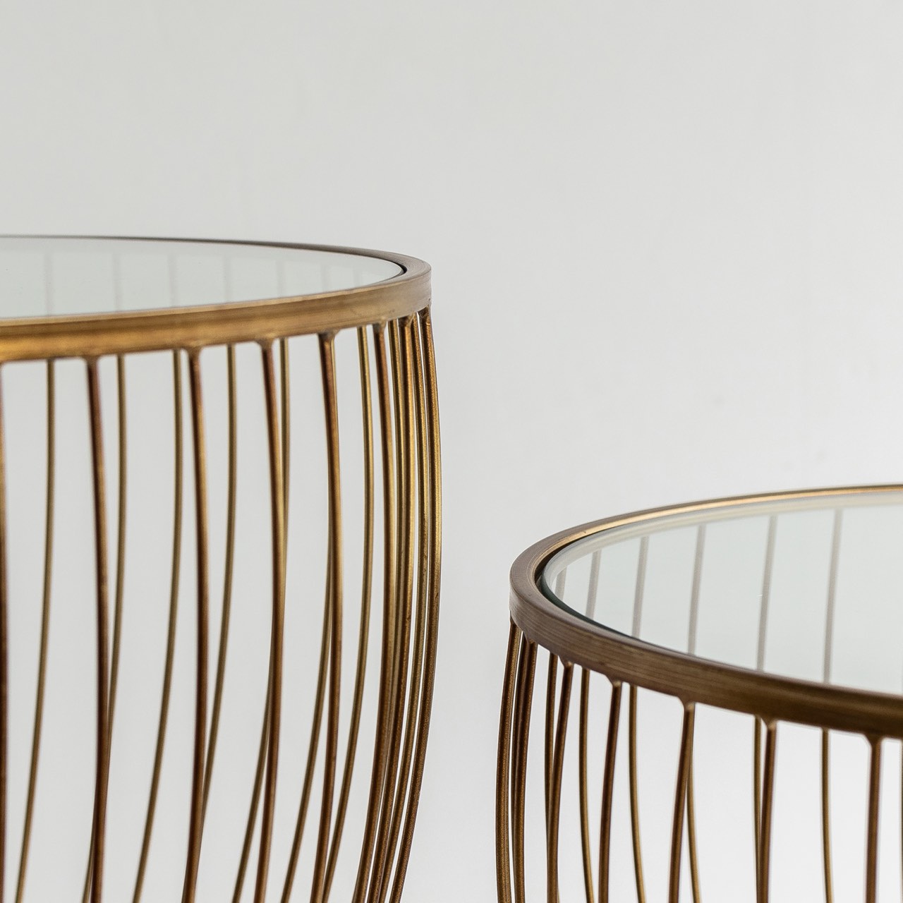 Open Box: Cyclone Glass Tables  - Gold (Set of 2)