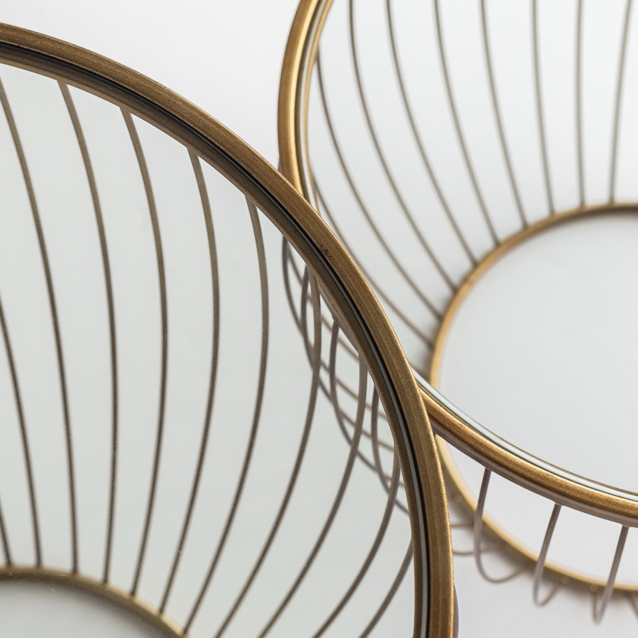 Open Box: Cyclone Glass Tables  - Gold (Set of 2)