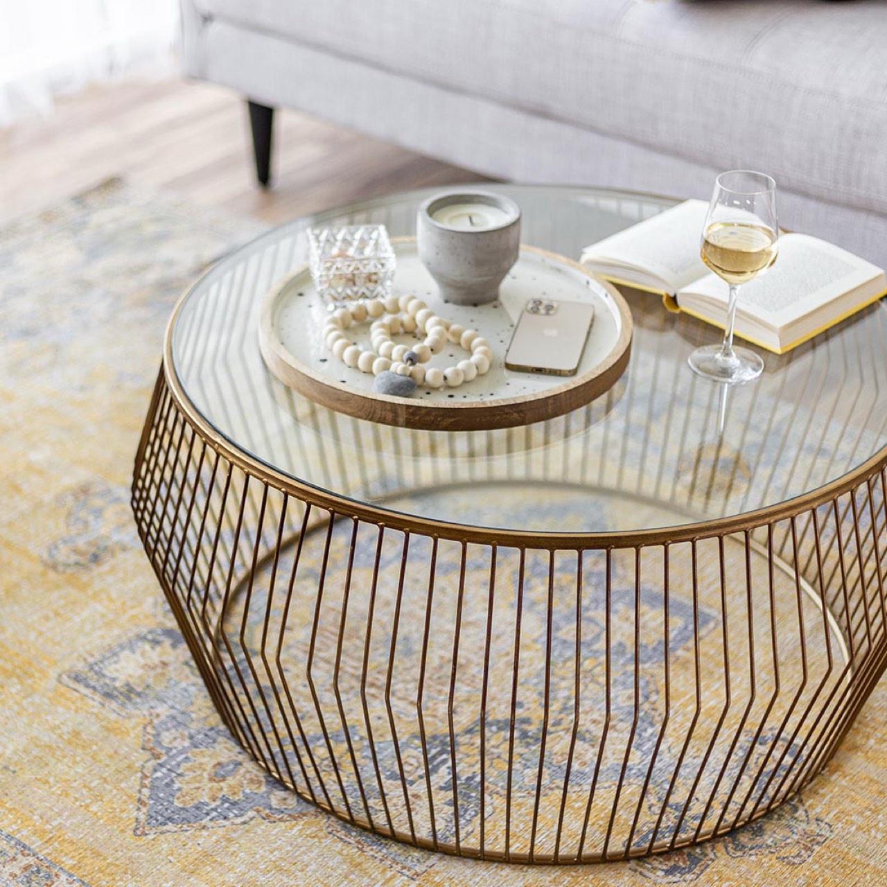 Open Box: Cyclone Wire Coffee Table - Light Gold