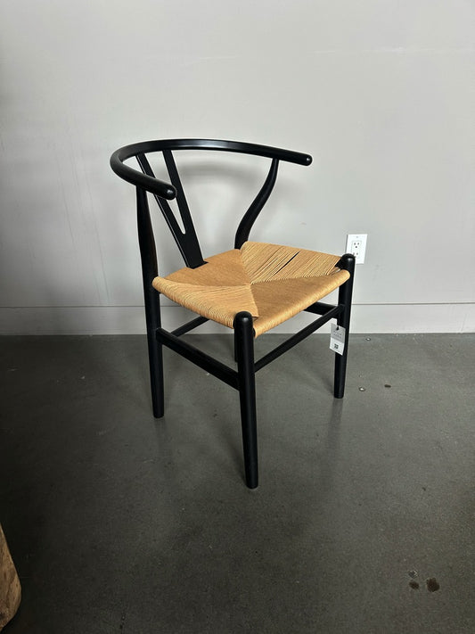 Open Box: Frida Dining Chair - Black with Natural Seat